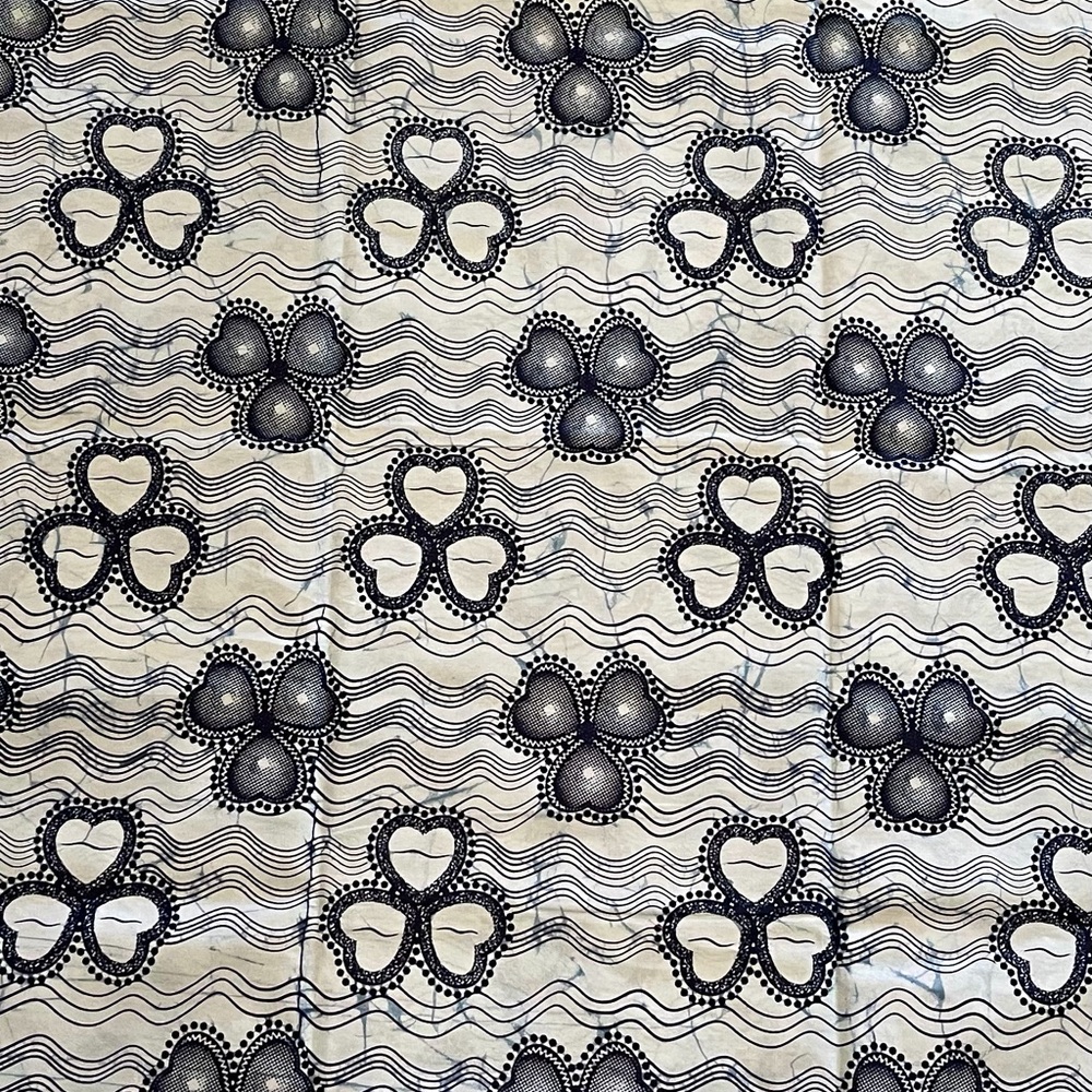 Blue and White Heart Geometic Print Cotton Fabric